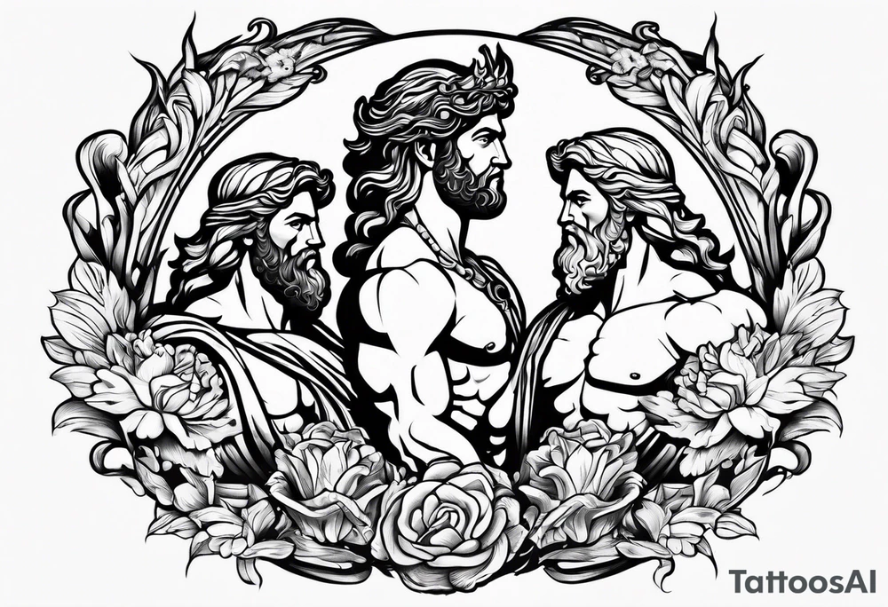 Olympian Hermes and Poseidon tattoo idea