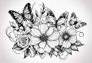 Flower and butterflies tattoo idea