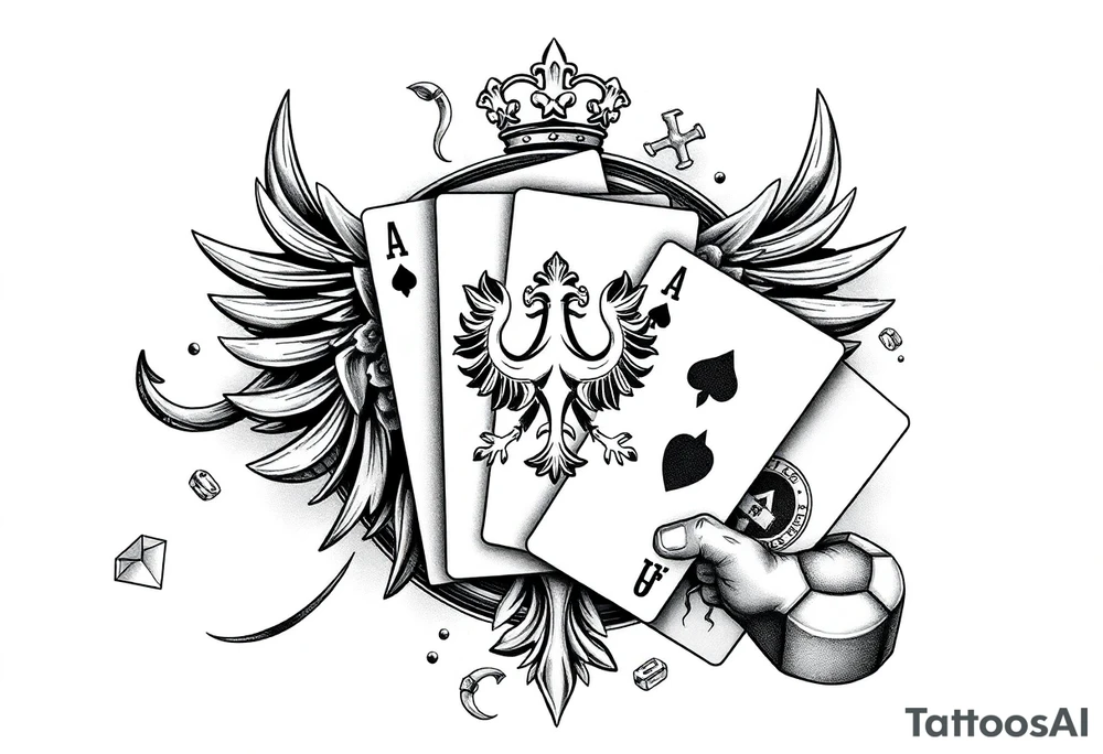 Poland symbol and poker cards Add casino money to it. tattoo idea