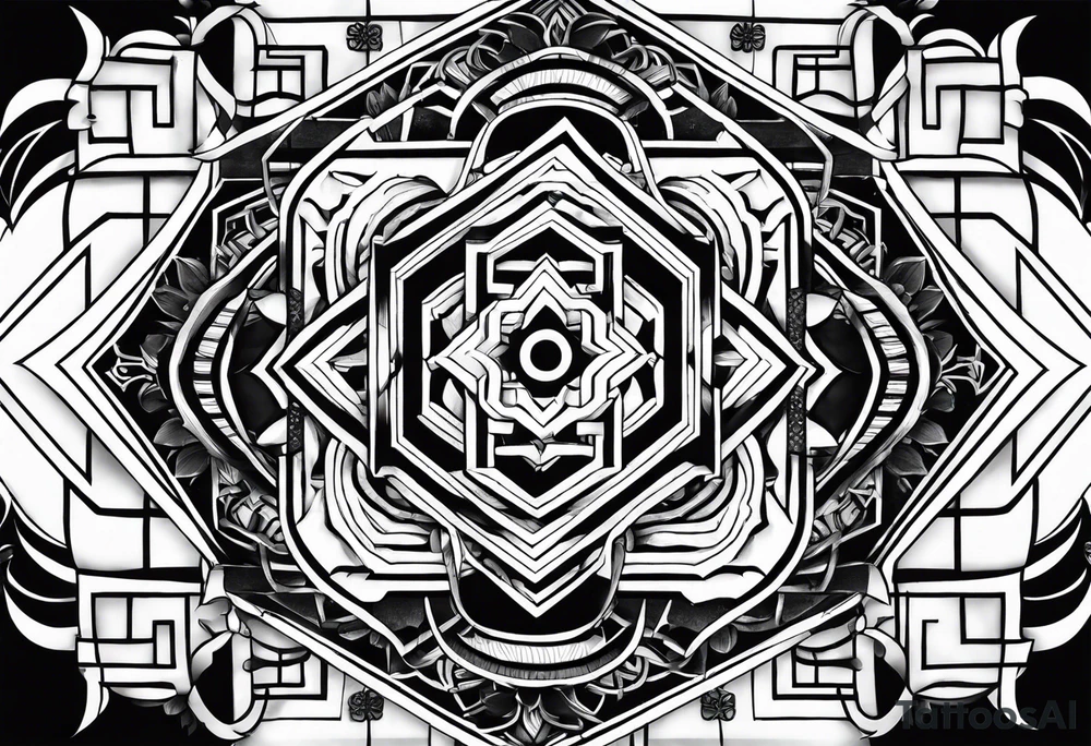 Japanese geometric patterns for back piece tattoo idea