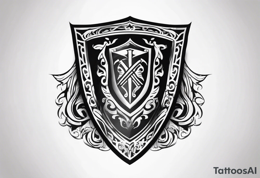 Valhalla steps shield sword tattoo idea