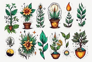 Words “Plant Power” with plants tattoo idea