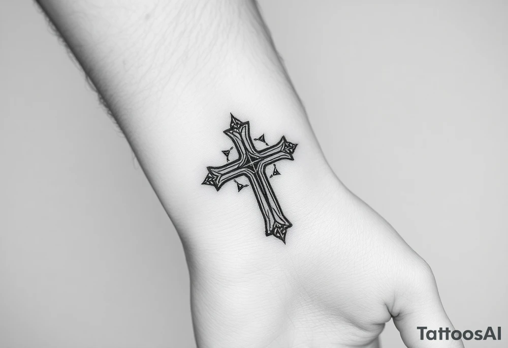 wrist 
cross with color tattoo idea