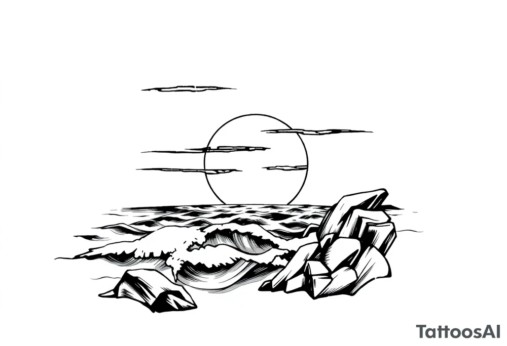 Sunset with ocean tattoo idea