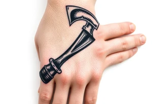 Prussian whole hand blacked out with axe tattoo idea