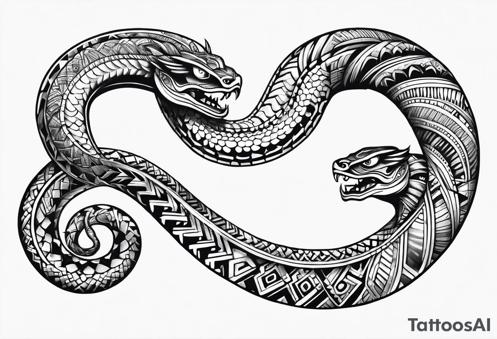 aztec snake sleeve tattoo idea
