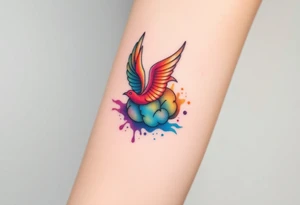 Colorful phoenix flying out of a brain tattoo idea