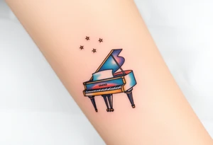 Grand piano under stars tattoo idea