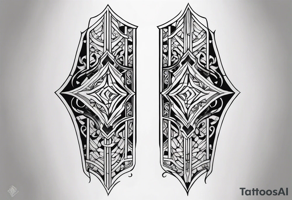 Cletic shin armor tattoo idea