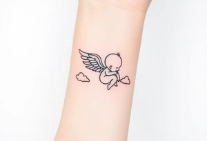 Winged baby, clouds tattoo idea