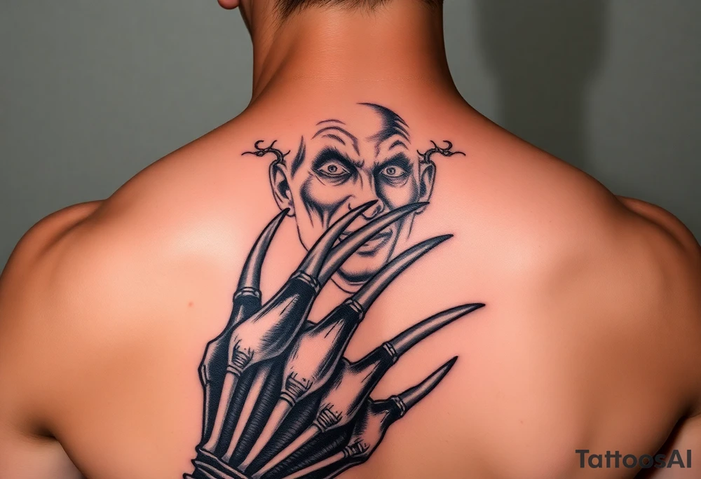 Freddy Krueger portrait showing his claw tattoo idea