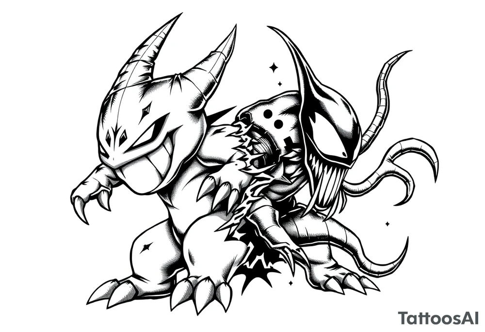 GENGAR FROM POKÉMON AND VENOM FROM MARVEL FUSION tattoo idea