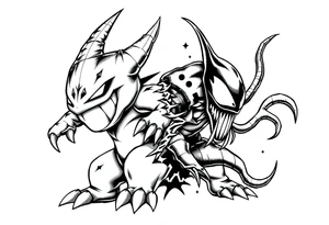 GENGAR FROM POKÉMON AND VENOM FROM MARVEL FUSION tattoo idea