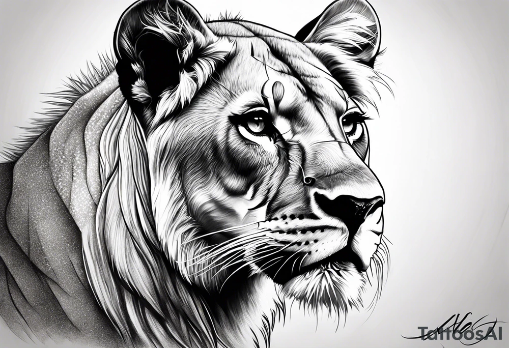 A princess lioness tattoo idea