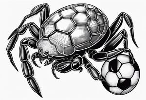 Yabbie holding a soccer ball tattoo idea