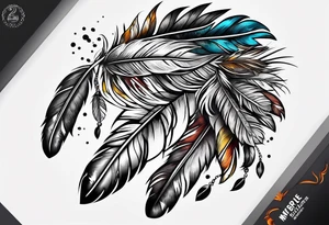 2 Nickels with Indian feathers hanging tattoo idea