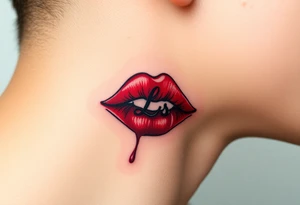 Stain from lipstick kiss with initial lowercase lrs tattoo idea