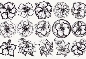 Round ornament hibiscus without leaves tattoo idea