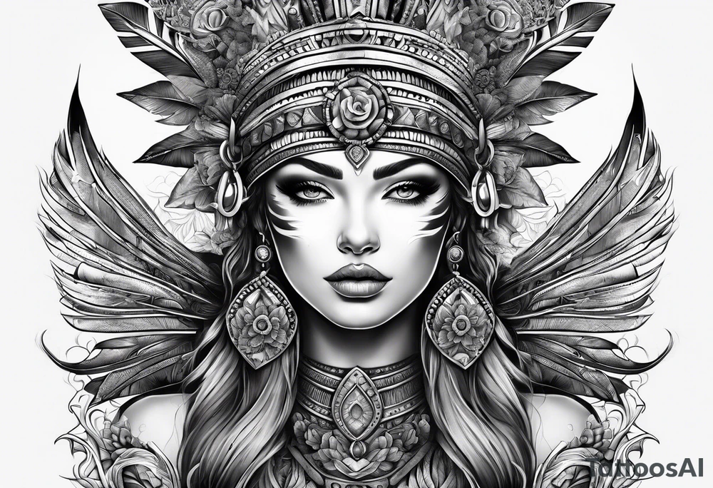 gift of life, woman wearing headdress tattoo idea