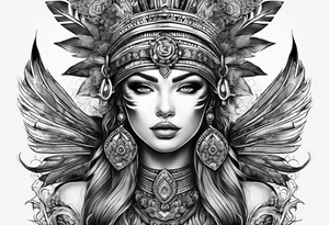 gift of life, woman wearing headdress tattoo idea