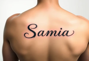 The name Samia. With a breast cancer (in pink) ribbon flowing off the last a. tattoo idea