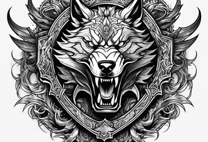 Valhalla sword dragon wolf tattoo idea