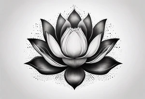 simple lotus flower with minimal shading tattoo idea