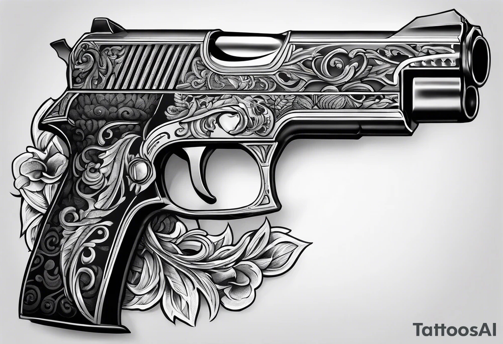 Skull, gun, bandana tattoo idea