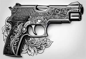 Skull, gun, bandana tattoo idea