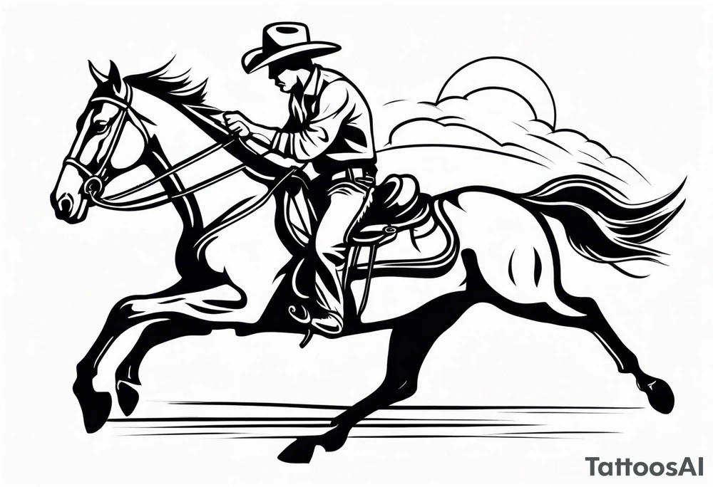 Cowboy riding off on a horse with shotgun tattoo idea