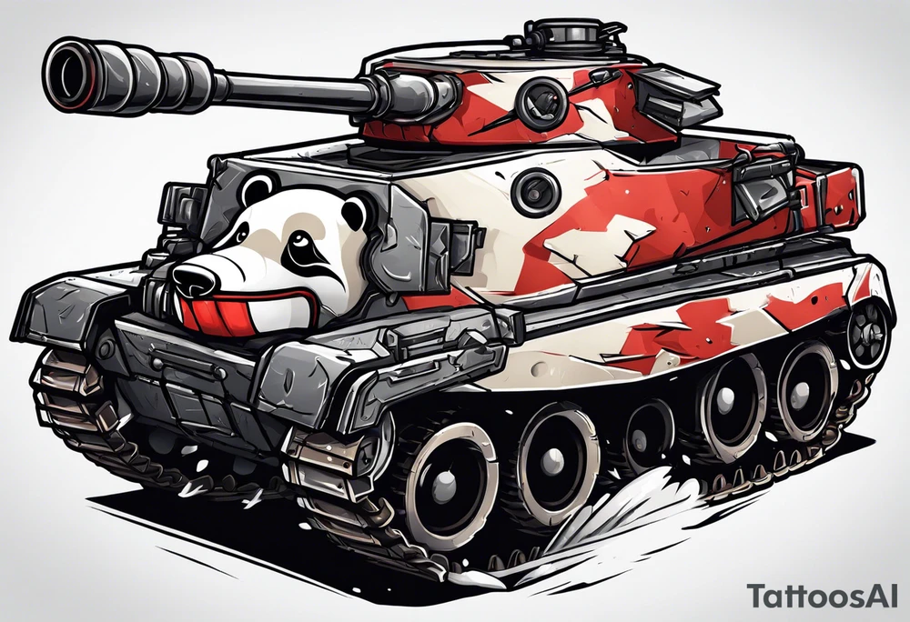 Combat Panda destroy tank tattoo idea