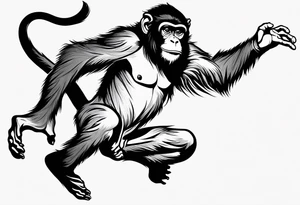 traditional japanese art jumping monkey tattoo idea
