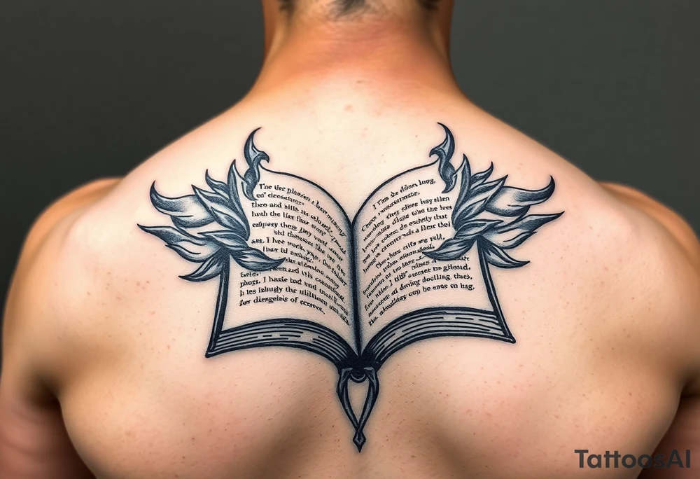 artistic open book that looks more like a tribal tattoo than a book tattoo idea