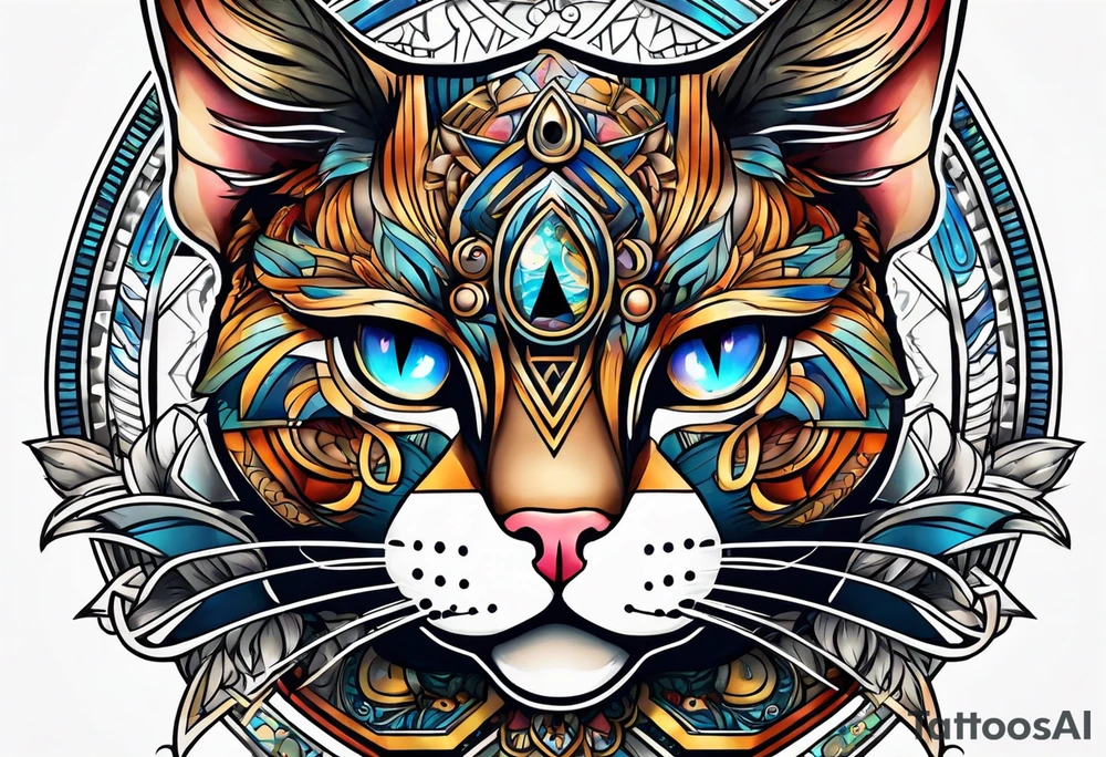 Third eye cat tattoo idea
