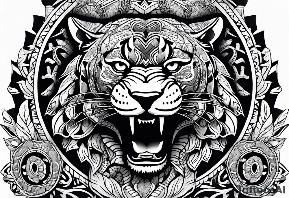 aztec black jaguar with snake tattoo idea