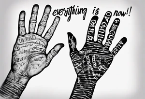 Handprint with words “Everything is Quiet Now” tattoo idea