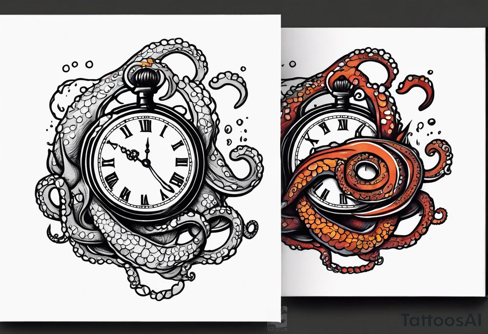 pocket watch being attacked by an aggressive octopus tattoo idea pocket watch being attacked by an aggressive octopus tattoo idea