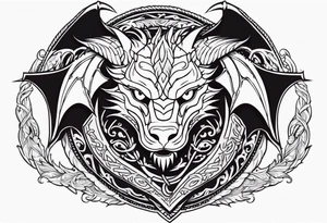 Valhalla sword shield dragon head tattoo idea