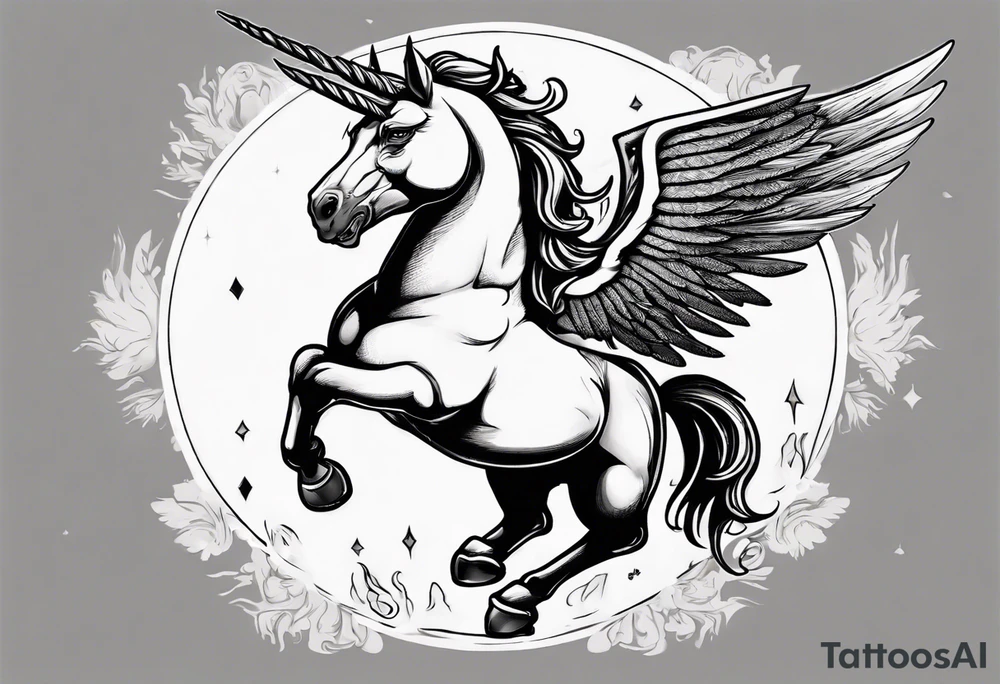 fat pegasus unicorn that looks like a rebel tattoo idea