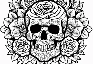 skull and roses tattoo idea