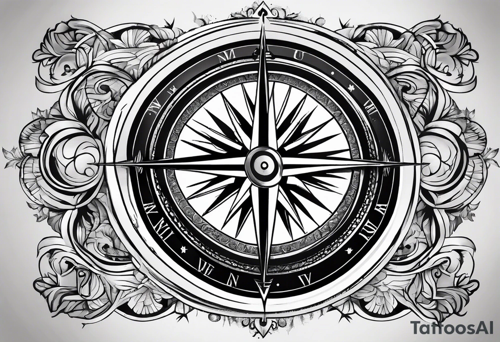 Compass no flowers tattoo idea