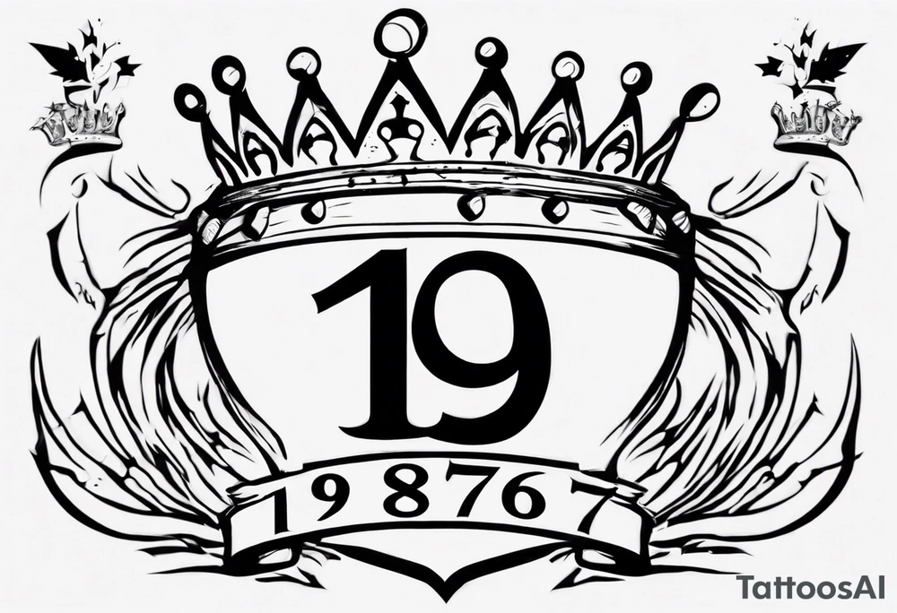 1997 with crown on top of one of the numbers. The crown should be touching one of the numbers tattoo idea