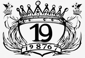 1997 with crown on top of one of the numbers. The crown should be touching one of the numbers tattoo idea