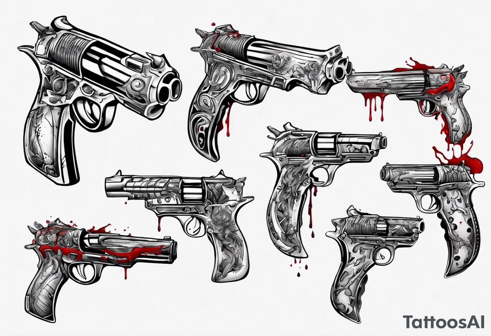 gun with blood tattoo idea
