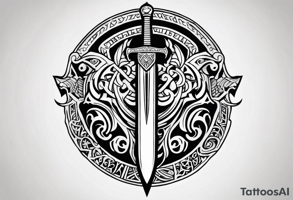 Valhalla 
Sword shield gods tattoo idea