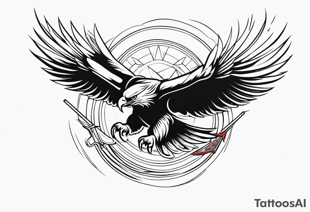 powerful majestic eagle swooping down into battle clutching sword tattoo idea