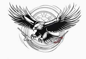 powerful majestic eagle swooping down into battle clutching sword tattoo idea