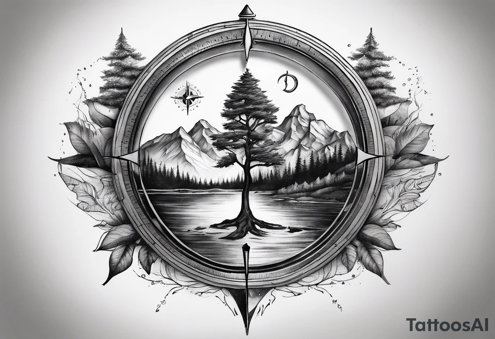 mountains sea 
music compass tree tattoo idea