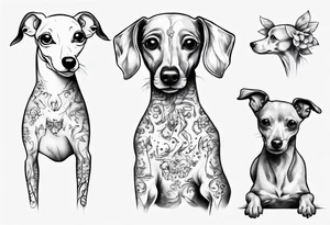 Italian greyhound and poodle together tattoo idea