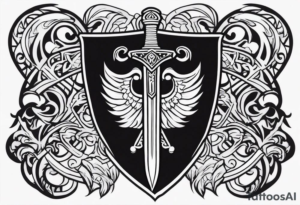 Valhalla stairs sword shield tattoo idea